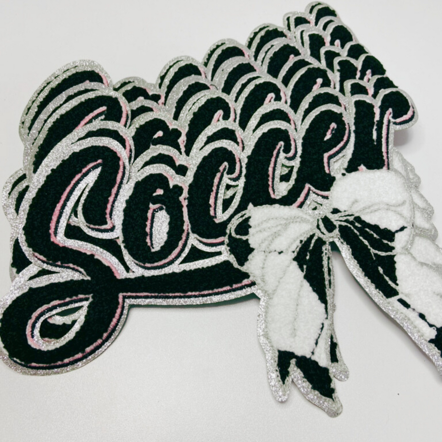 Soccer with Bow - Chenille Patch
