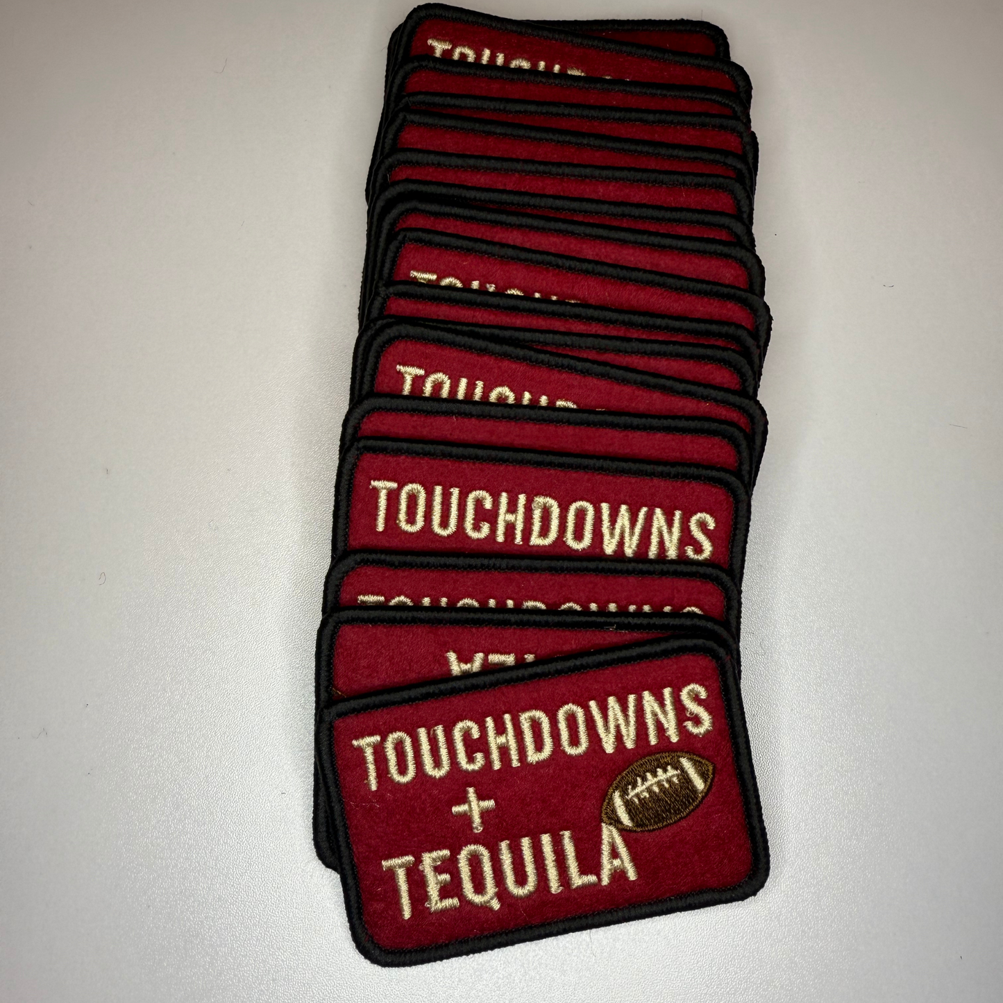 3" Touchdowns + Tequila in RED - Embroidered Hat Patch