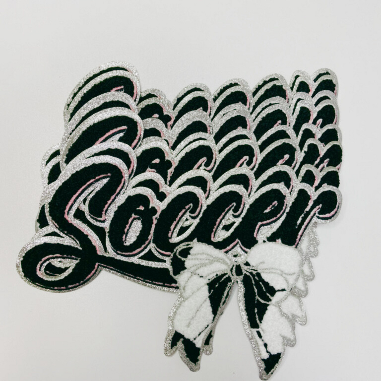 Soccer with Bow - Chenille Patch