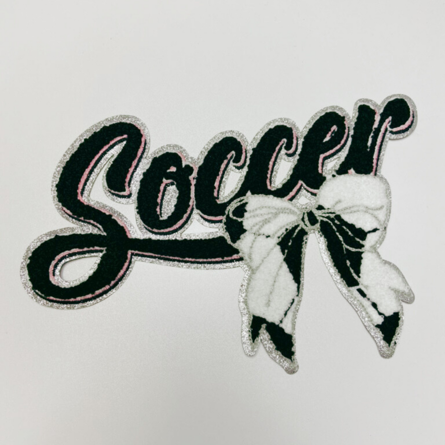 Soccer with Bow - Chenille Patch