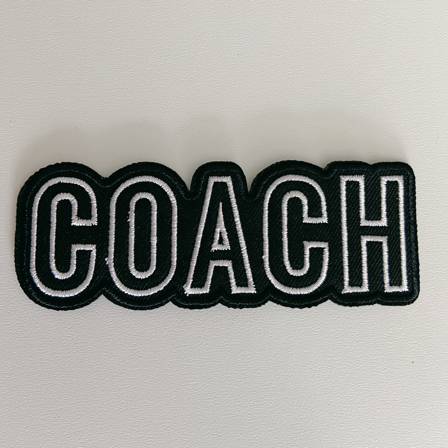 4" COACH in White & Black - Embroidered Hat Patch