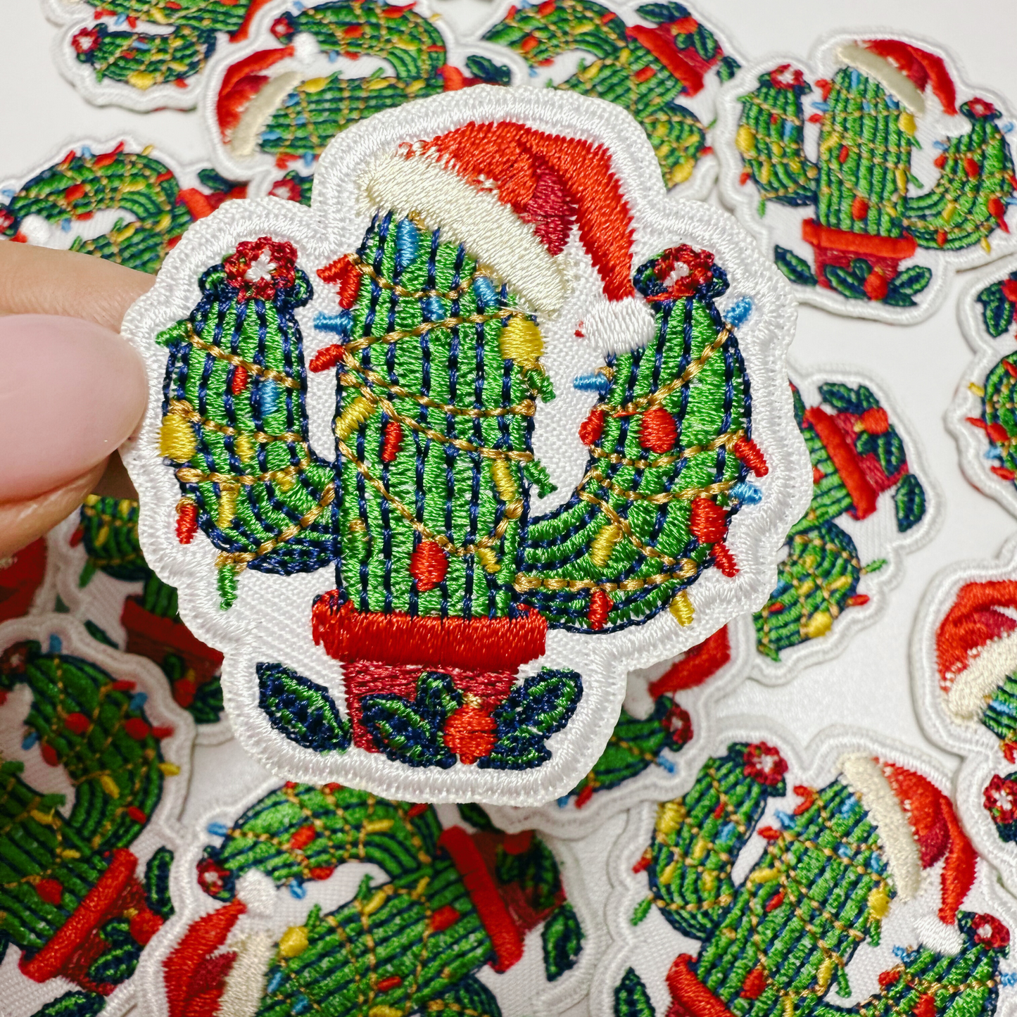 2" Christmas Cactus - Embroidered Hat Patch