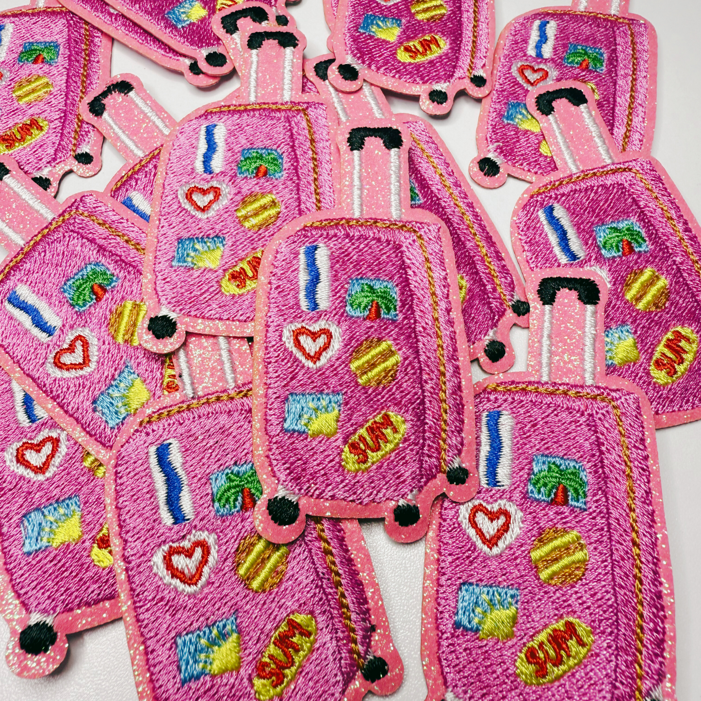 3" Suitcase pink - Embroidered Hat Patch