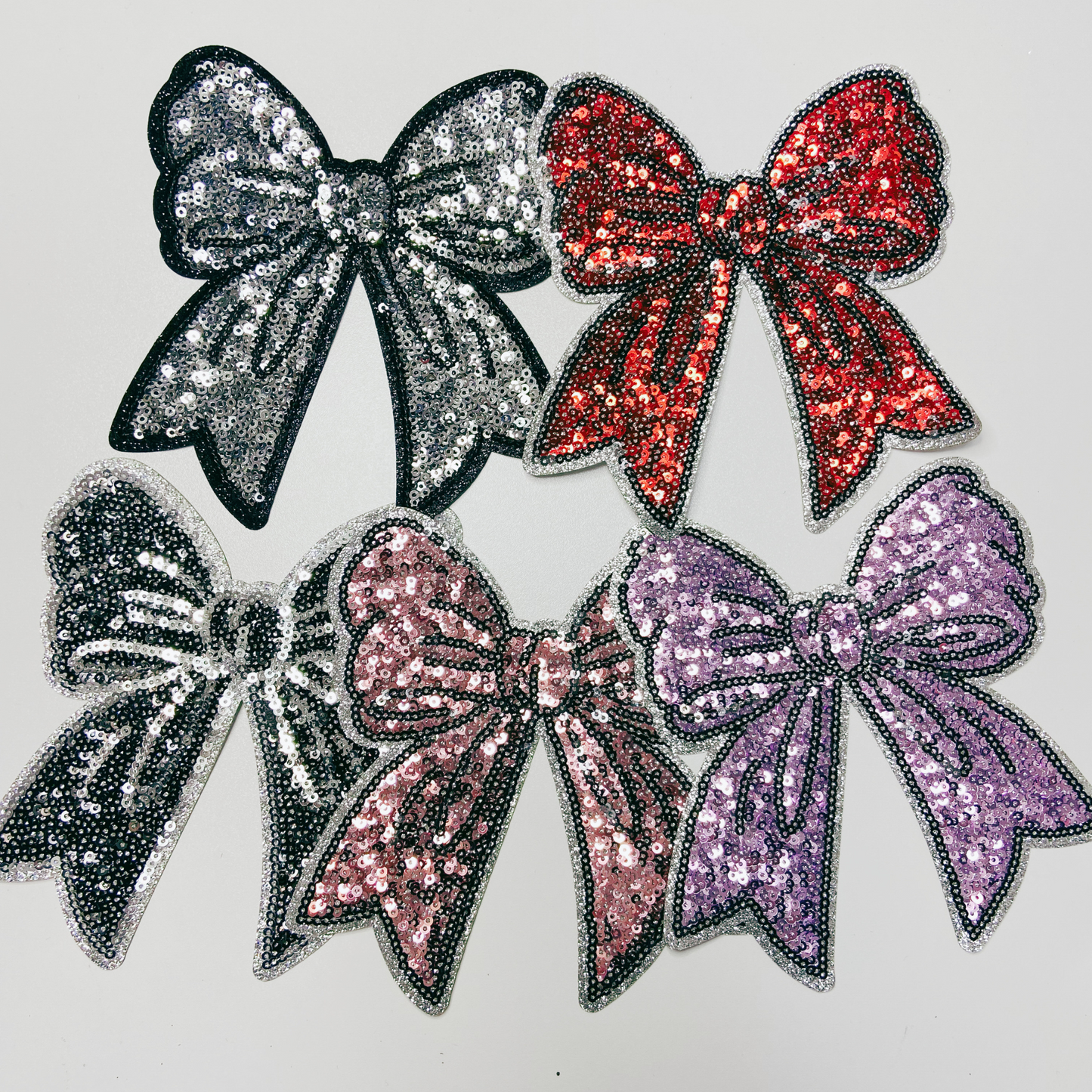 5.5" Sequin Bow - Sold in Sets of 2 - multiple color choices. - SEQUIN Patch
