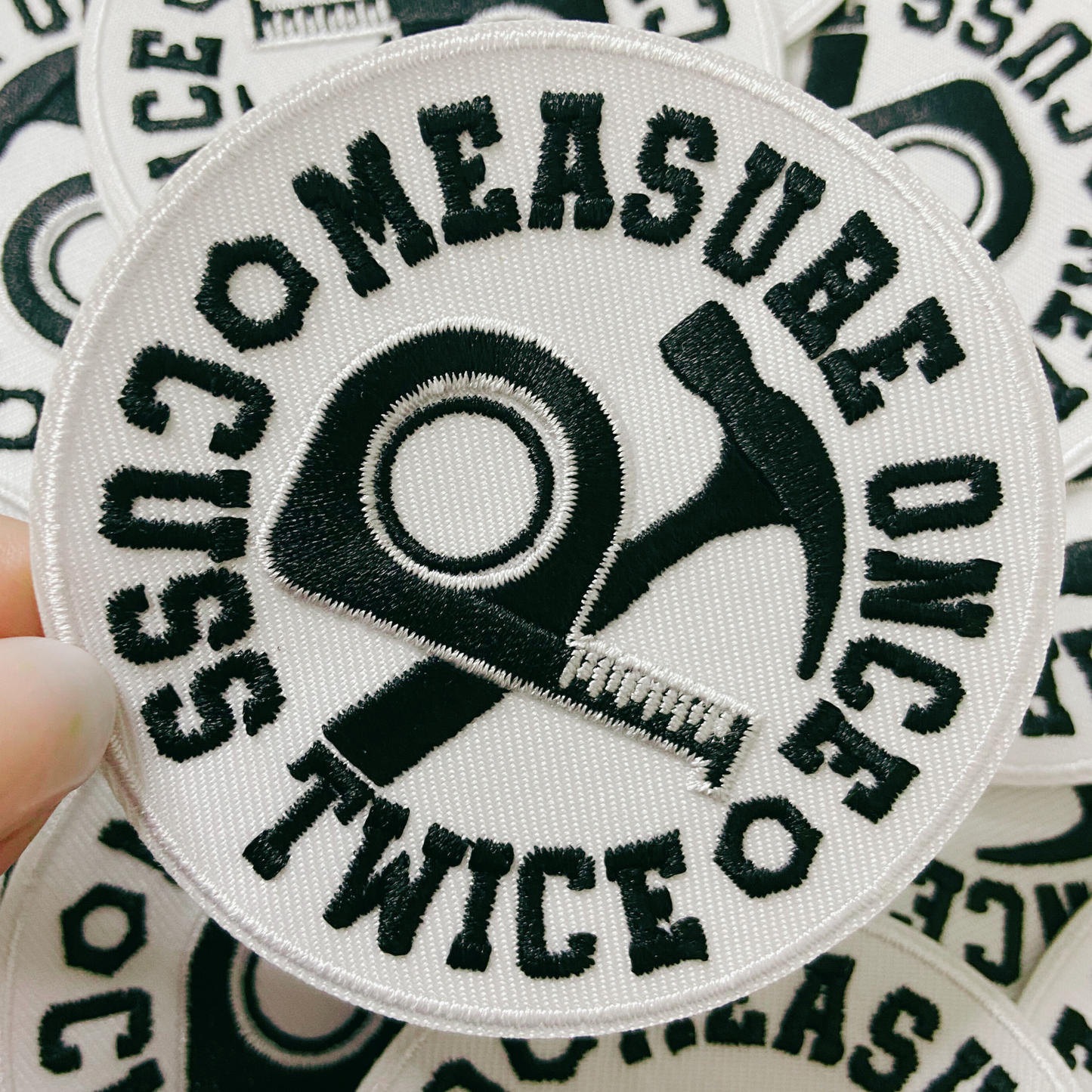 3" Measure Once - Cuss Twice - Embroidered Hat Patch