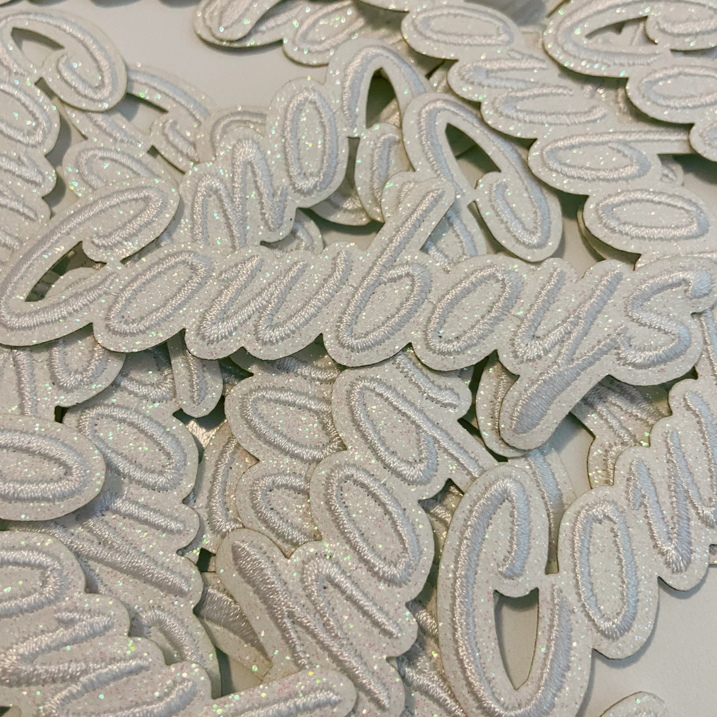 4" Cowboys in White w Sparkle - Embroidered Hat Patch