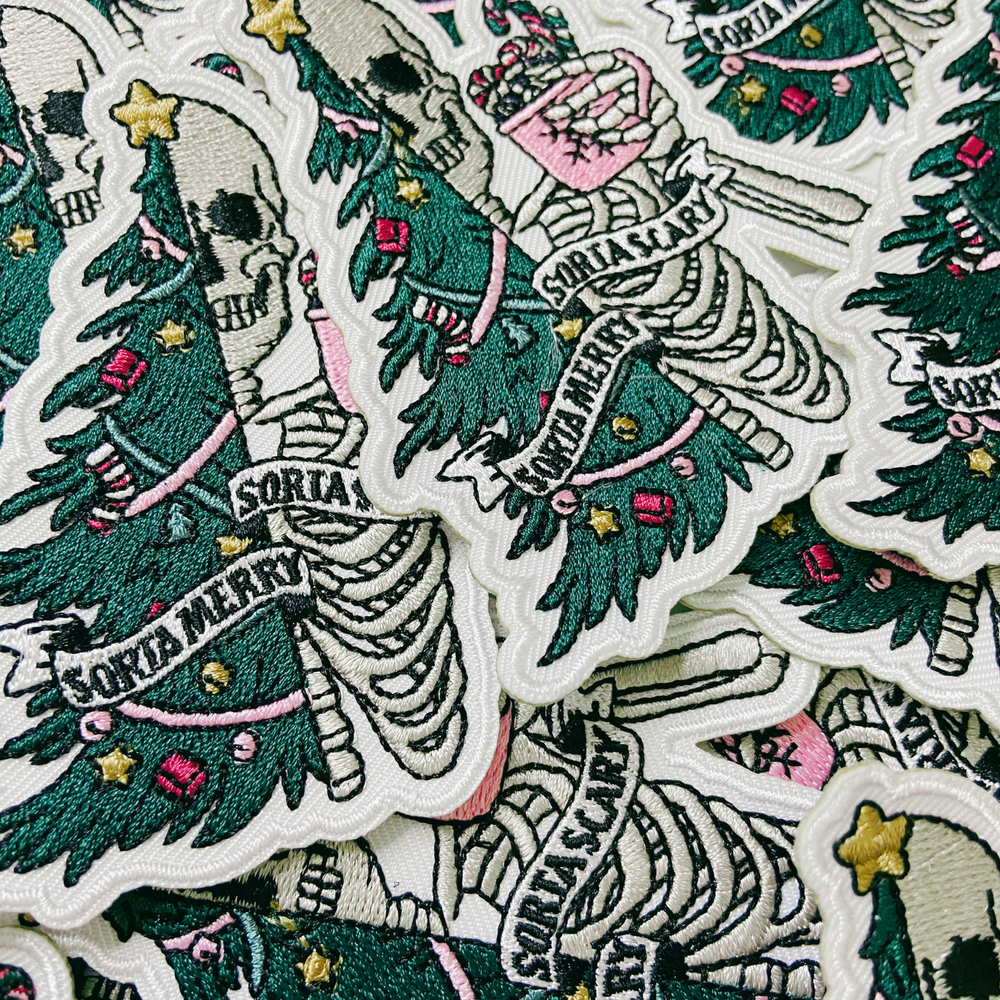 3.5" Sorta Merry, Sorta Scarry - Embroidered Hat Patch