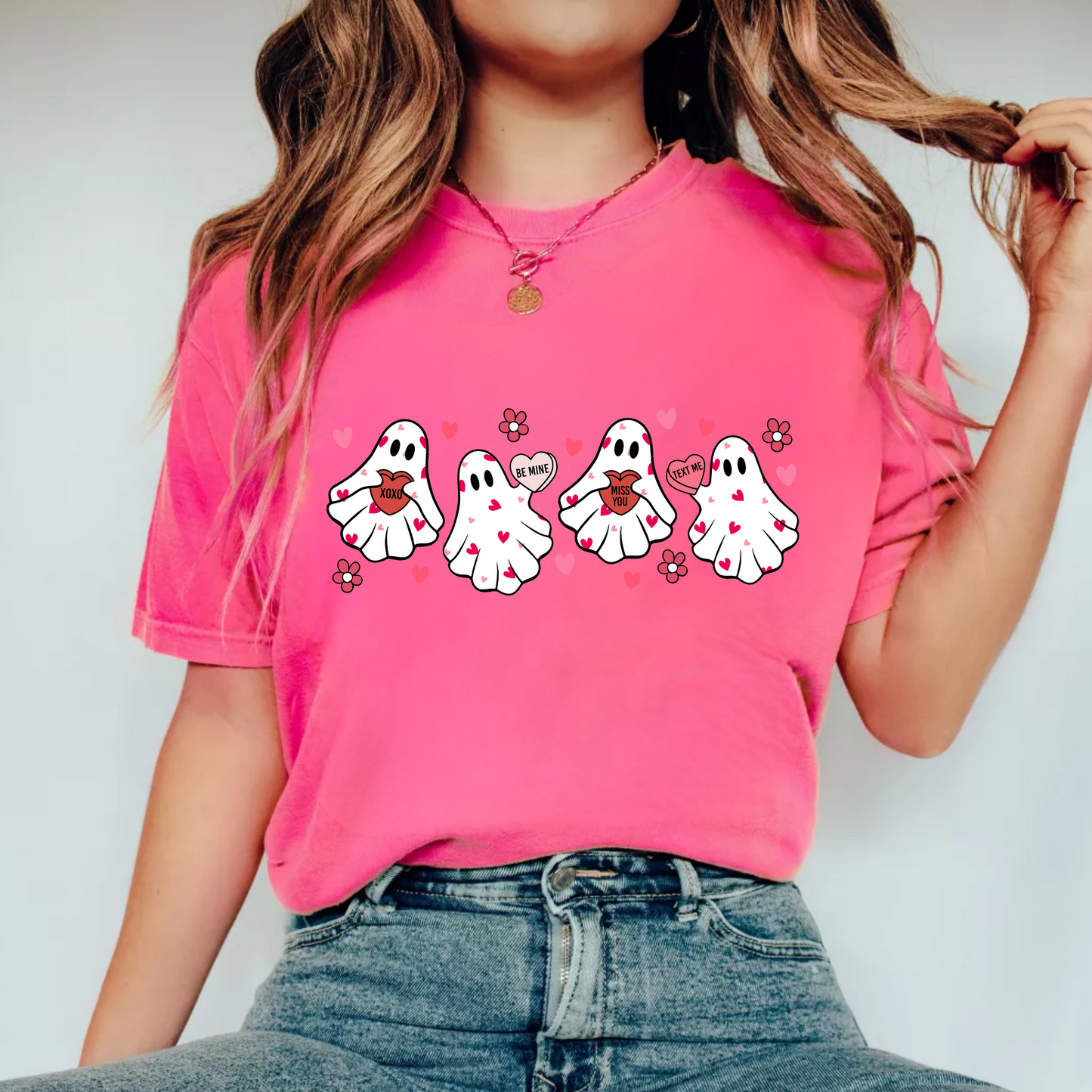 (Shirt not included) Valentine Ghosties - Clear Film Transfer