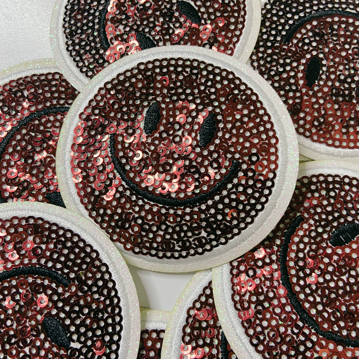 NEON Sequin Smiley Face Patch - 2.5" x 2.5" - hat Patch