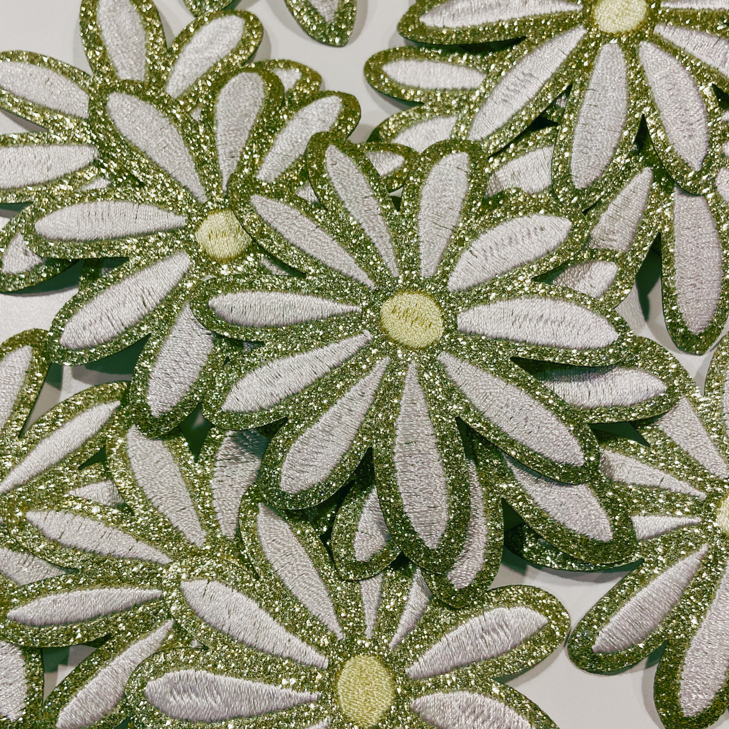 3" Glitter Flower - Embroidered Hat Patch