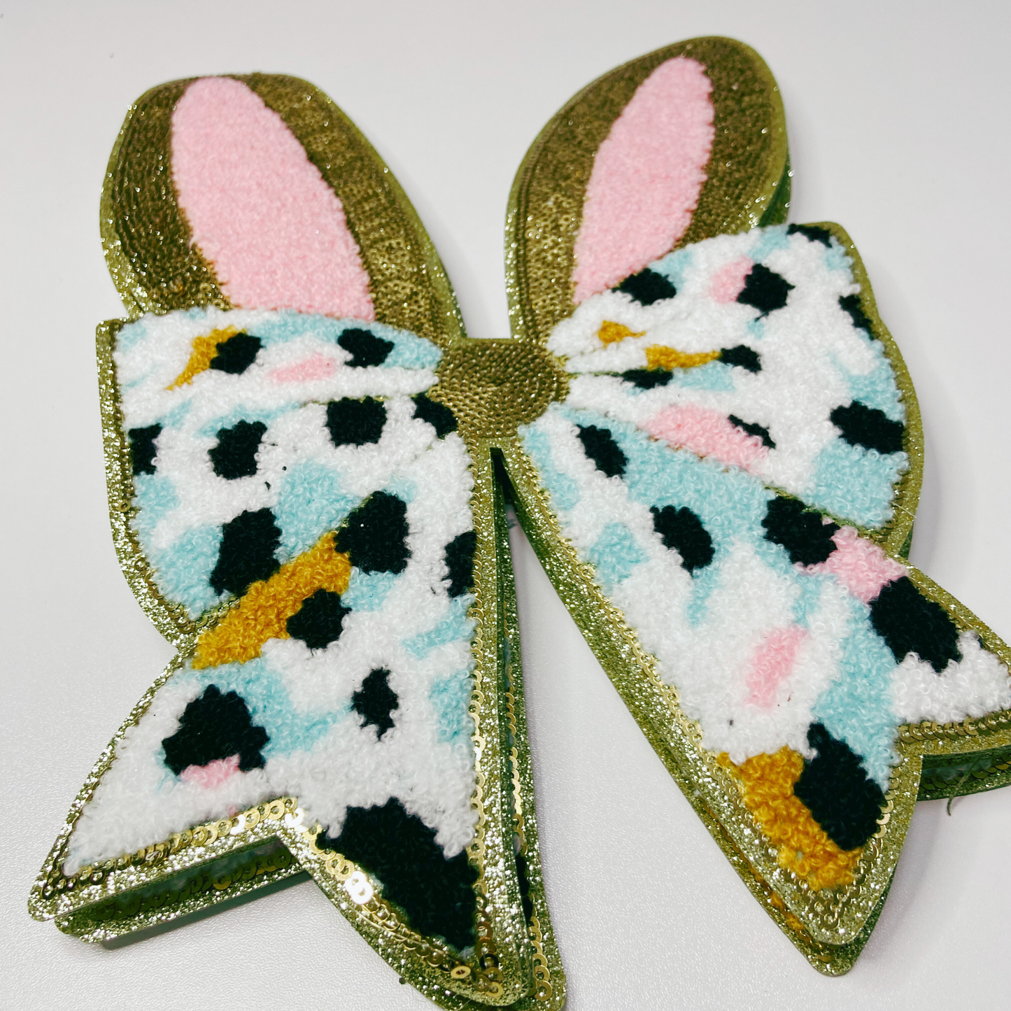 10” x 7" Bunny Ears Bow - Chenille Patch (Easter)