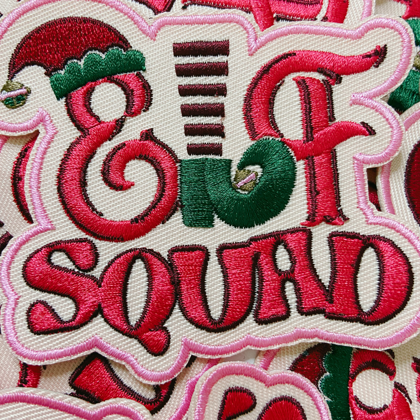 3" Elf Squad in Pink - Embroidered Hat Patch