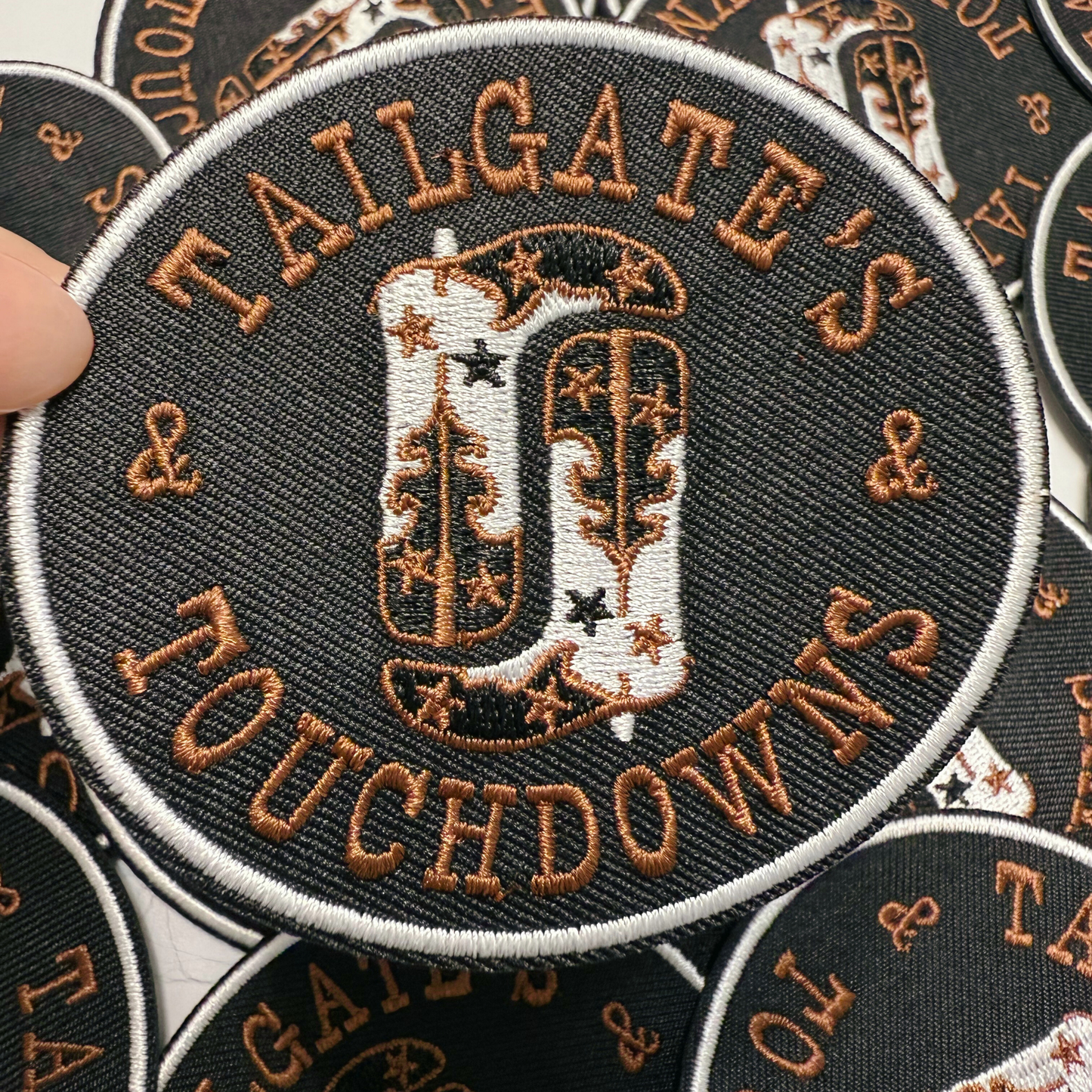 3" Tailgates & touchdowns - Embroidered Hat Patch