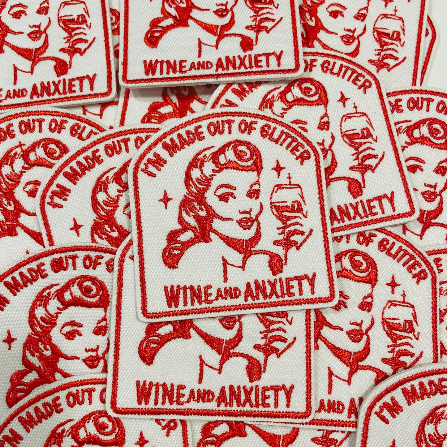 3" I'm Made Out Of Glitter Wine and Anxiety - Embroidered Hat Patch