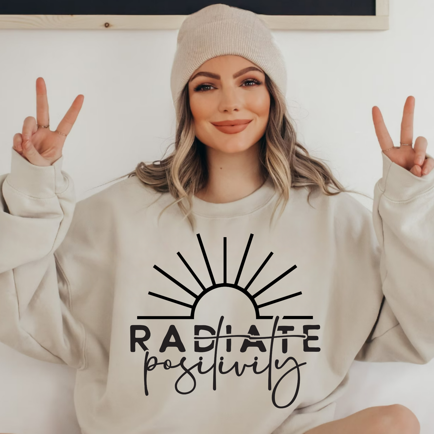 (shirt not included) Radiate Positivity - in BLACK - Screen print Transfer