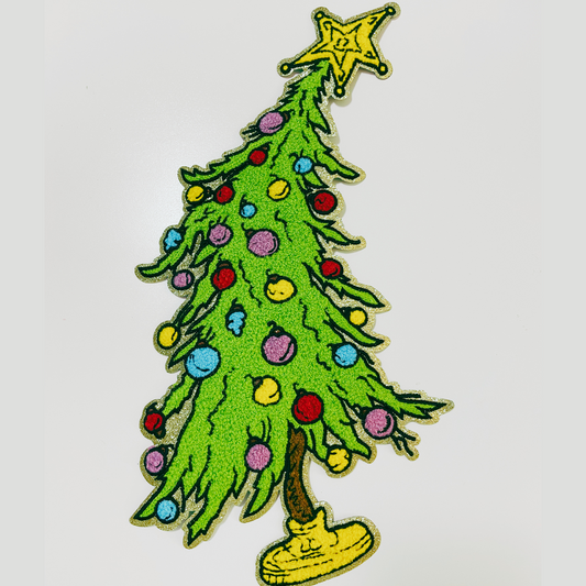 9" x 13" Green Christmas Tree - Chenille patch