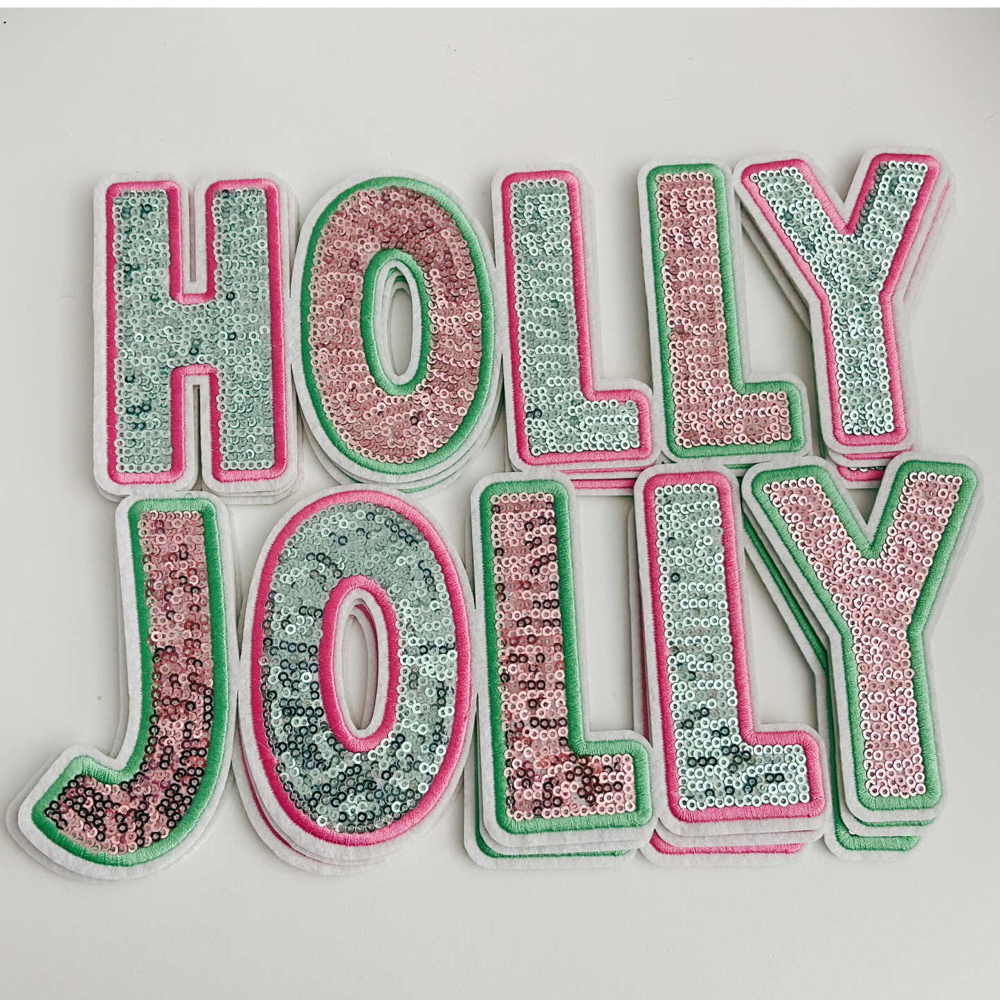 10.5" HOLLY JOLLY - SEQUIN Patch
