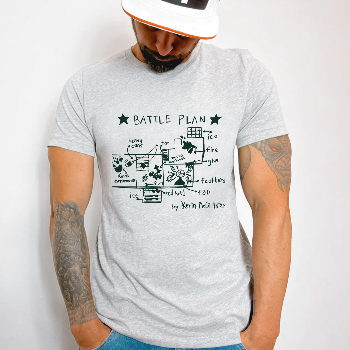 (shirt not included) 12" or 8" Battle Plan - Kevin McCallister in GREEN - Screen print Transfer