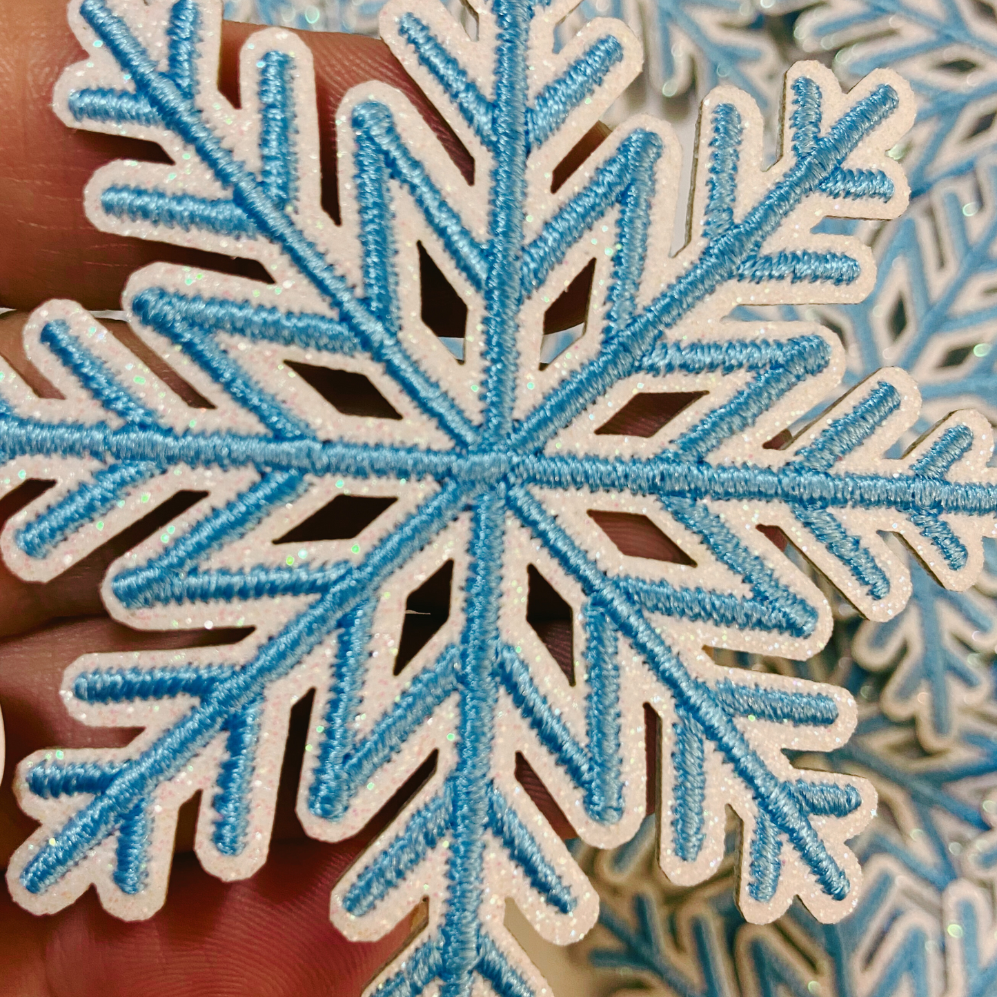 3" Glitter Snowflake - Embroidered Hat Patch