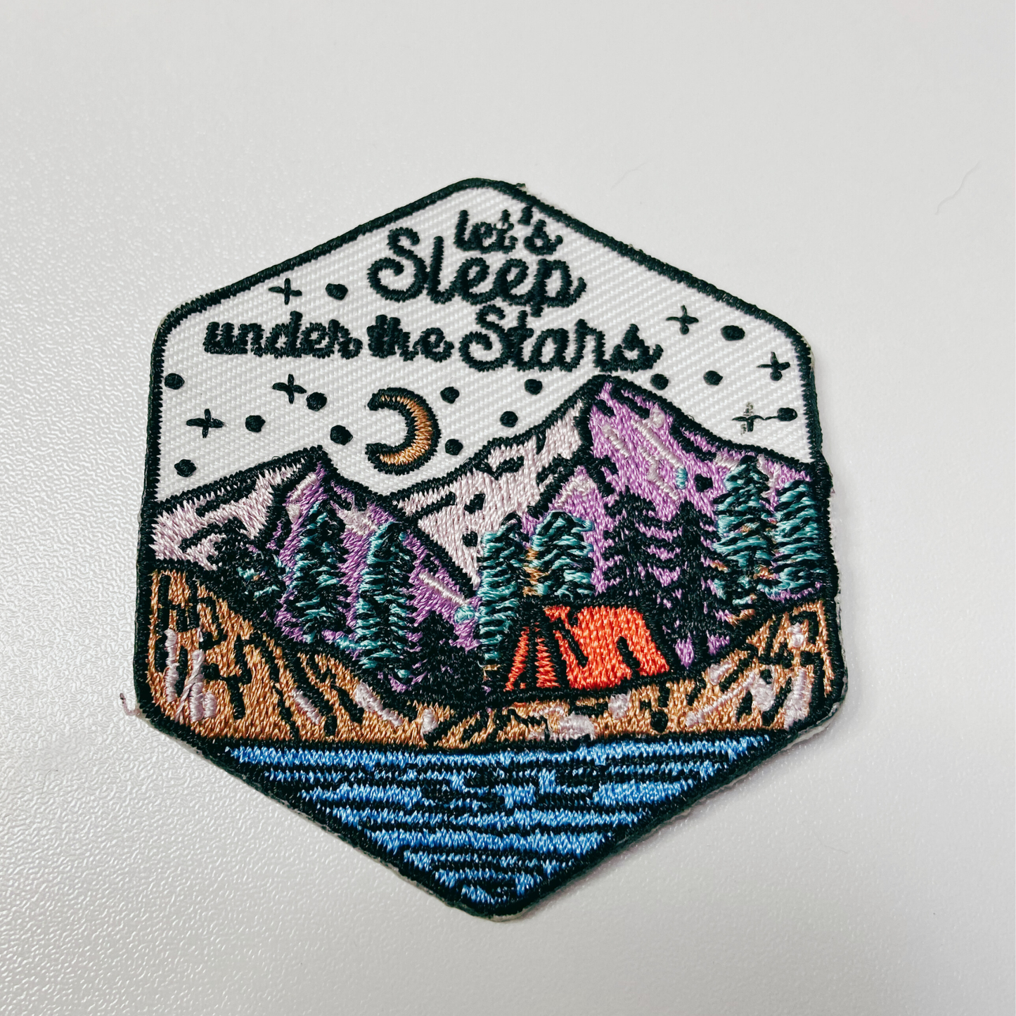 2.25" Let's Sleep Under The Stars - Embroidered Hat Patch