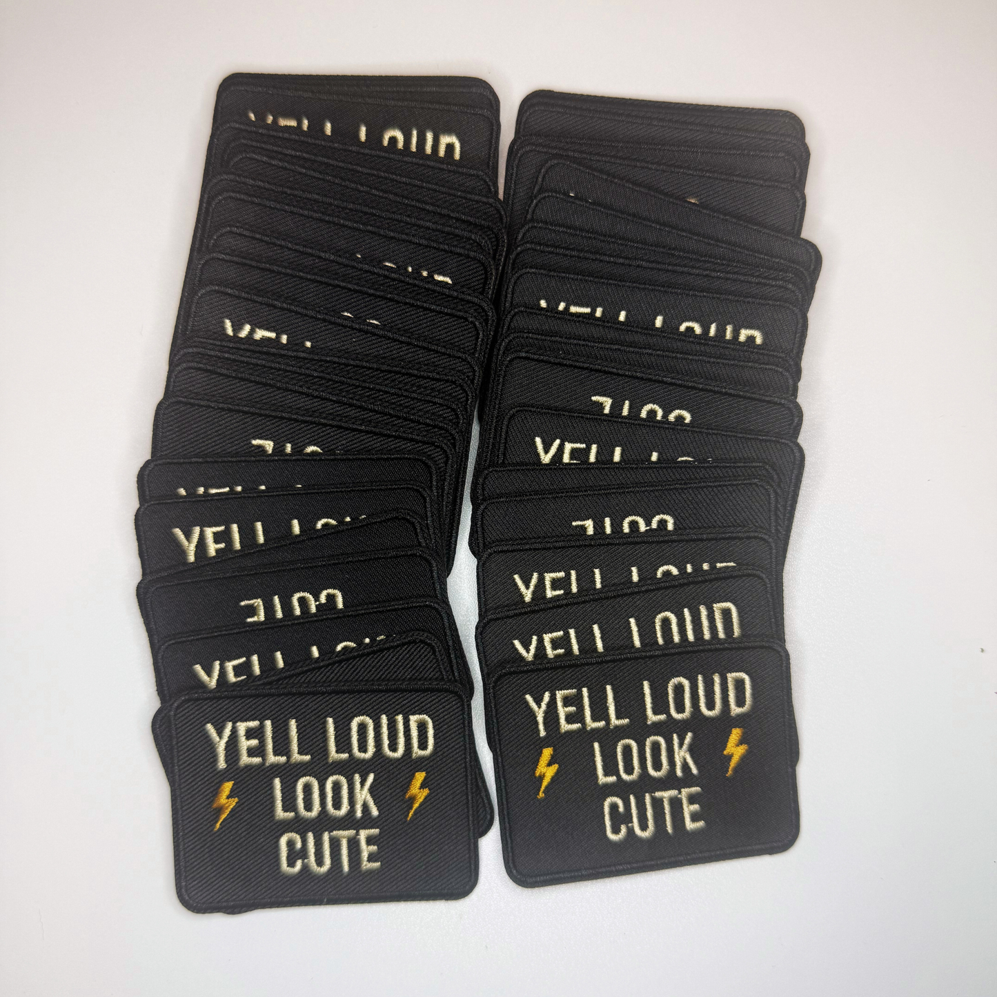 3" Yell Loud Look Cute - Embroidered Hat Patch