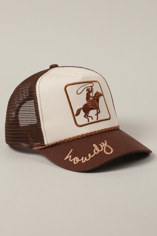 Howdy Cowboy - Embroidered Hat BROWN