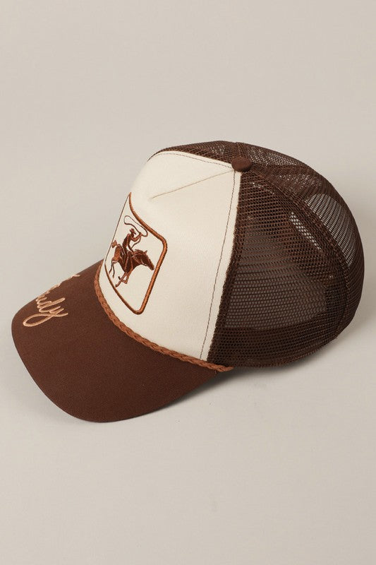Howdy Cowboy - Embroidered Hat BROWN