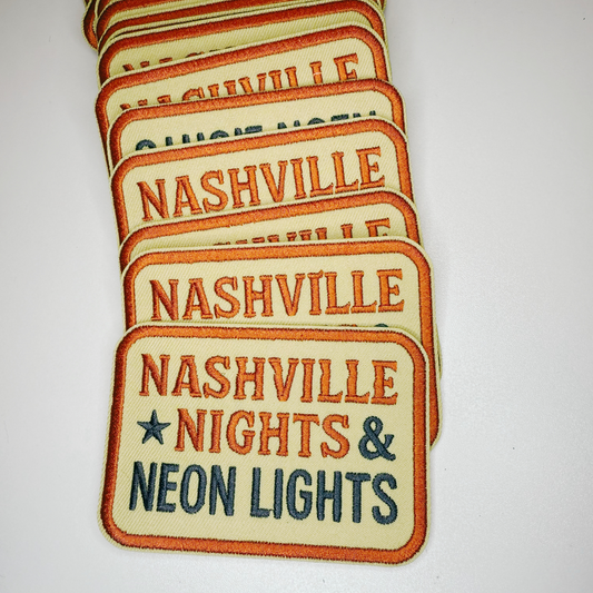 3.5" Nashville Nights - Neon Lights - Embroidered Hat Patch