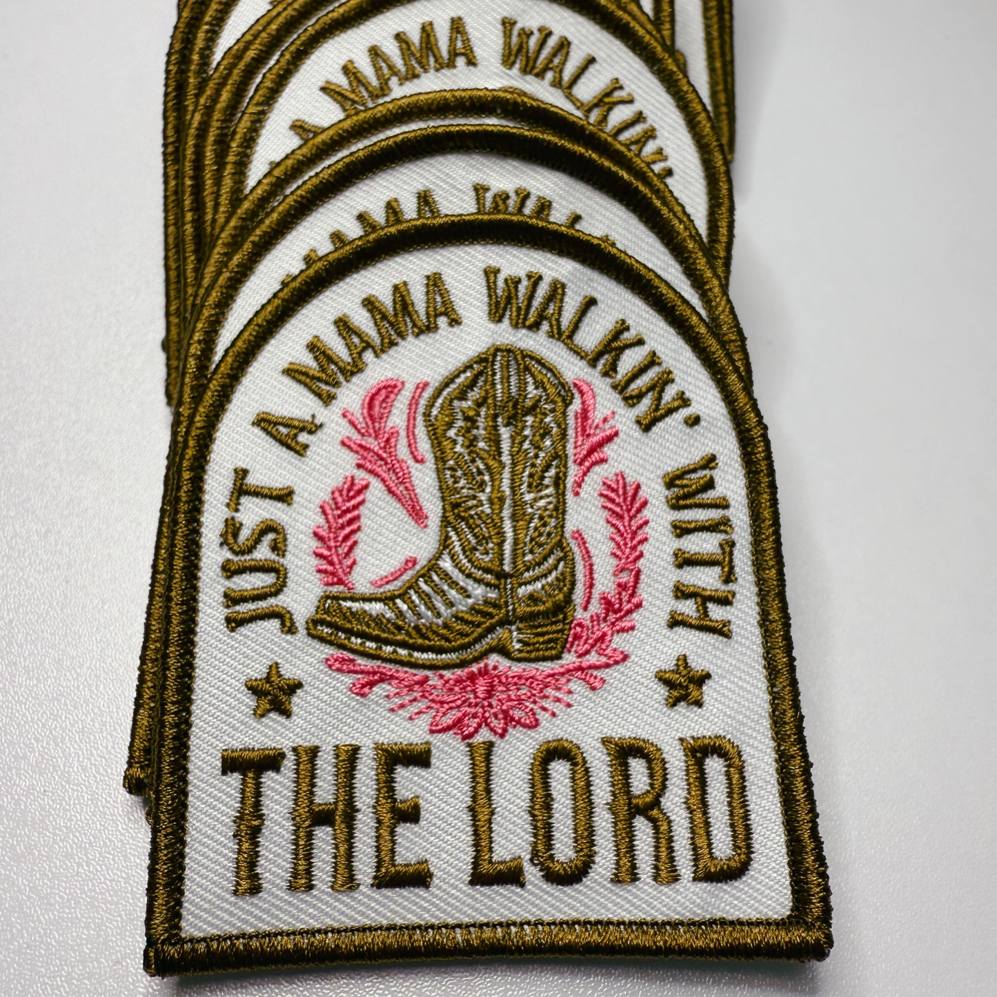 3" Just a Mama Walkin With the LORD - Embroidered Hat Patch