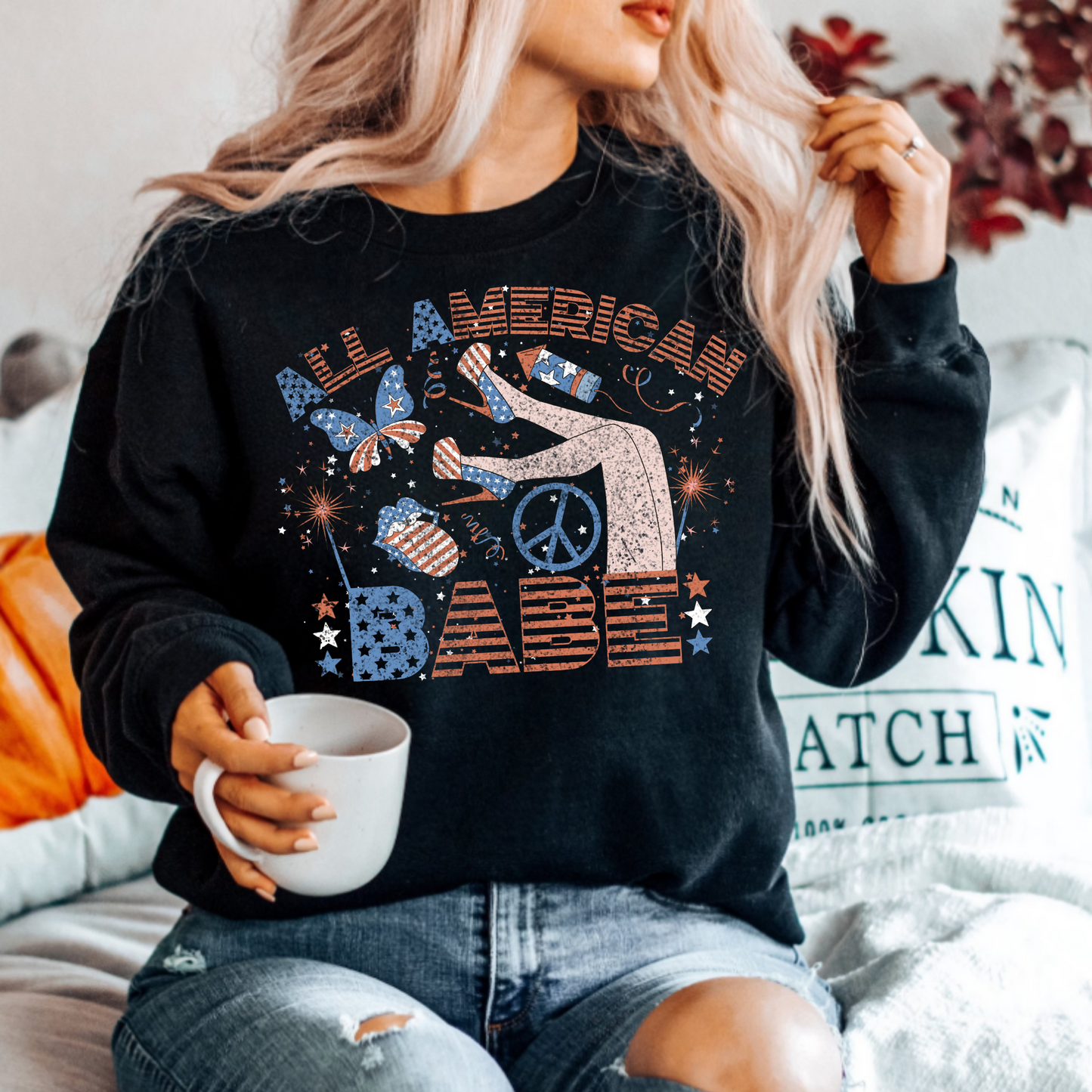 (shirt not included) All American Babe - Clear Film Transfer