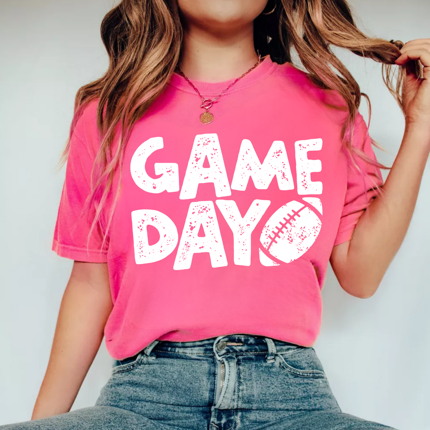 (shirt not included) Game Day Football in White - Screen print Transfer