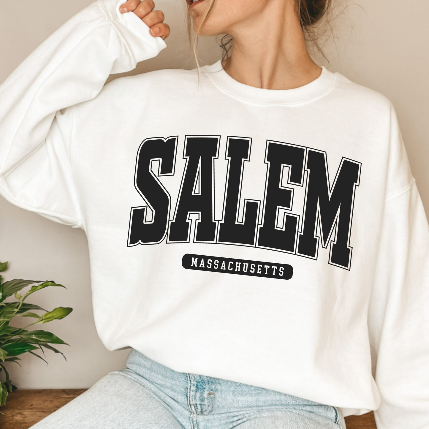 (shirt not included) SALEM Massachusetts in Black - Screen print Transfer