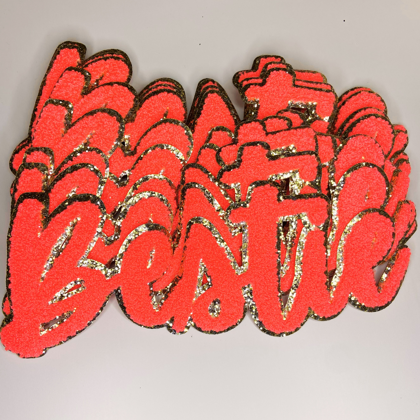 11” Bestie in Neon Pink - Chenille Patch