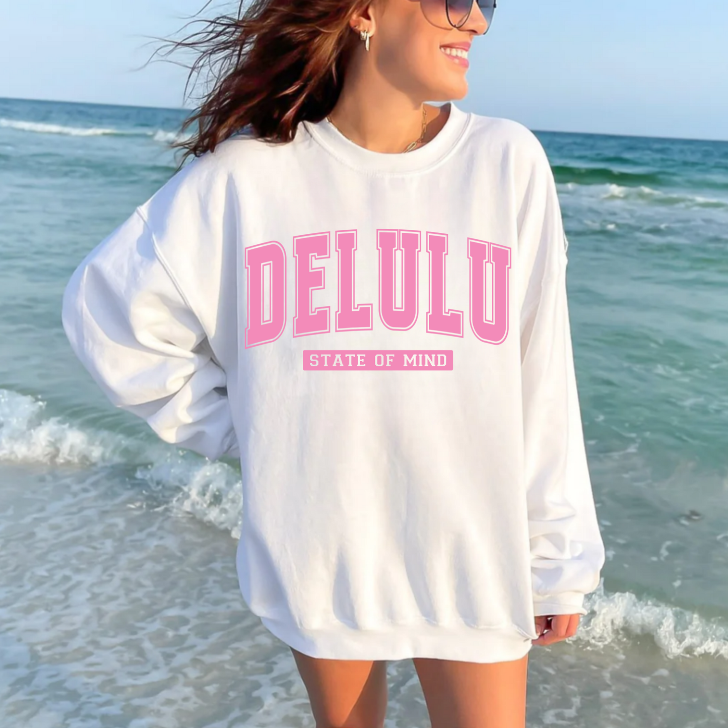 (Shirt not included) DELULU state of mind - Light Pink Screen print Transfer