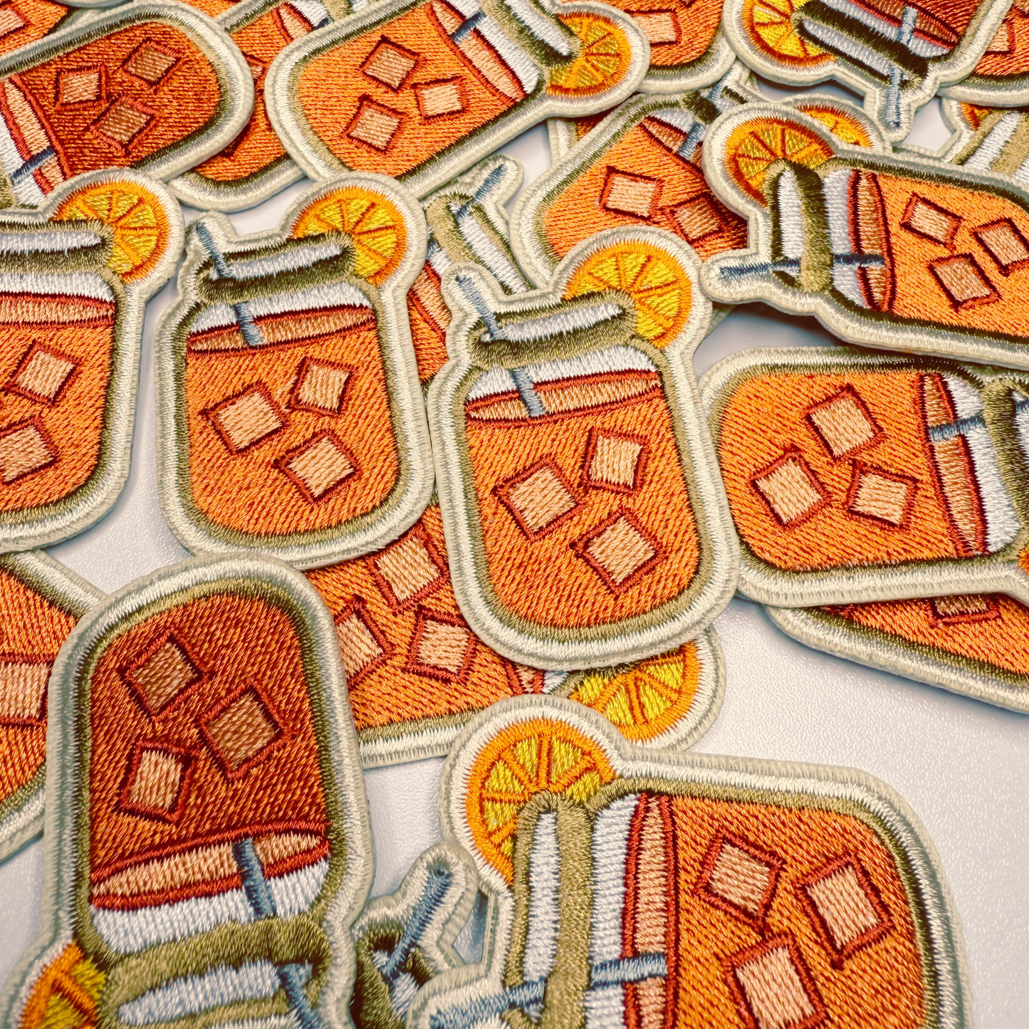 2" Iced Tea - Orange - Embroidered Hat Patch
