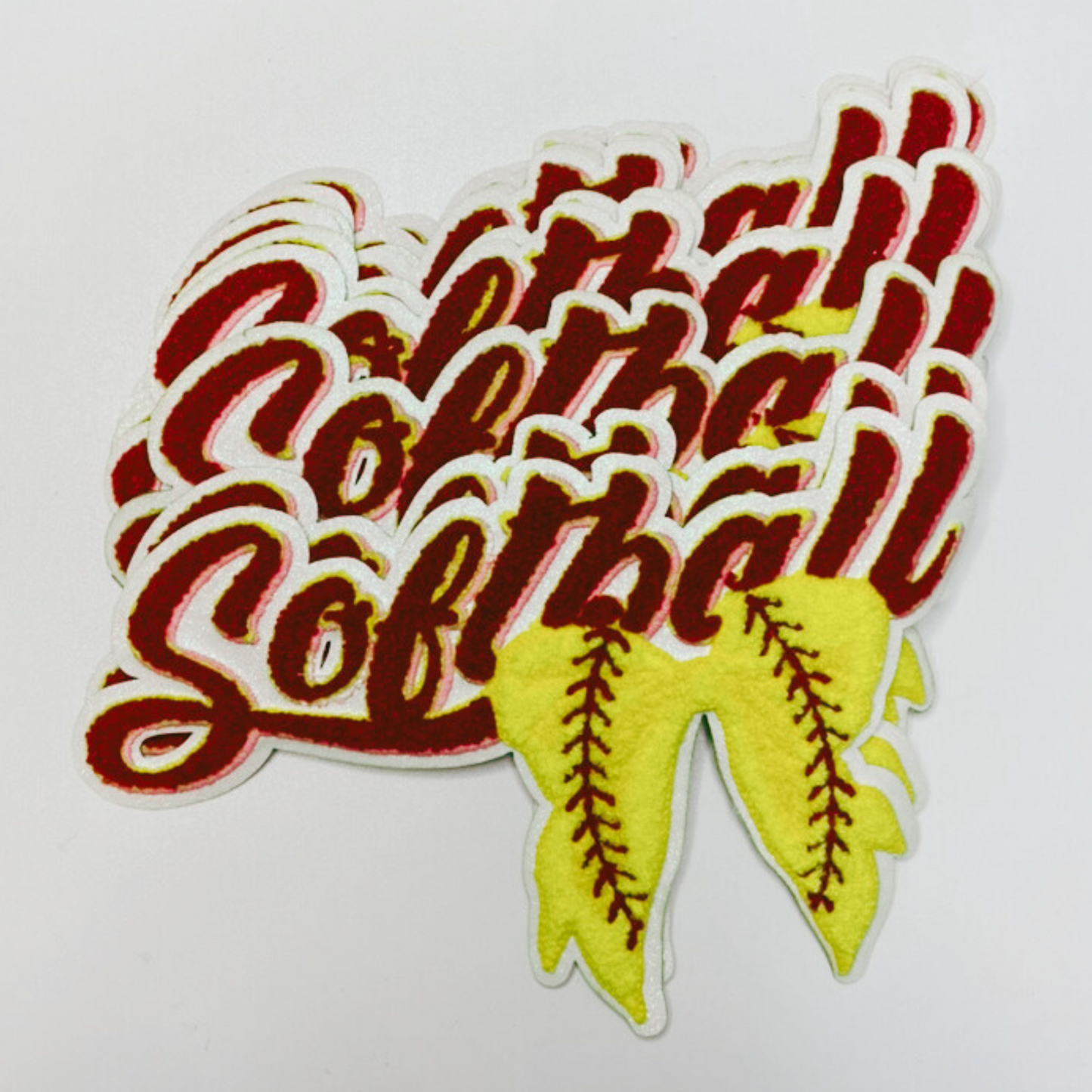 Softball with Bow - Chenille Patch
