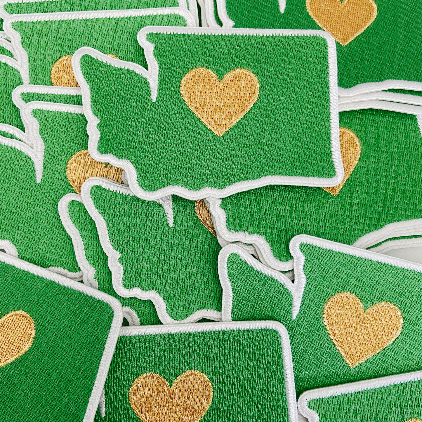 3" Washington state w Metallic Gold Heart - Embroidered Hat Patch