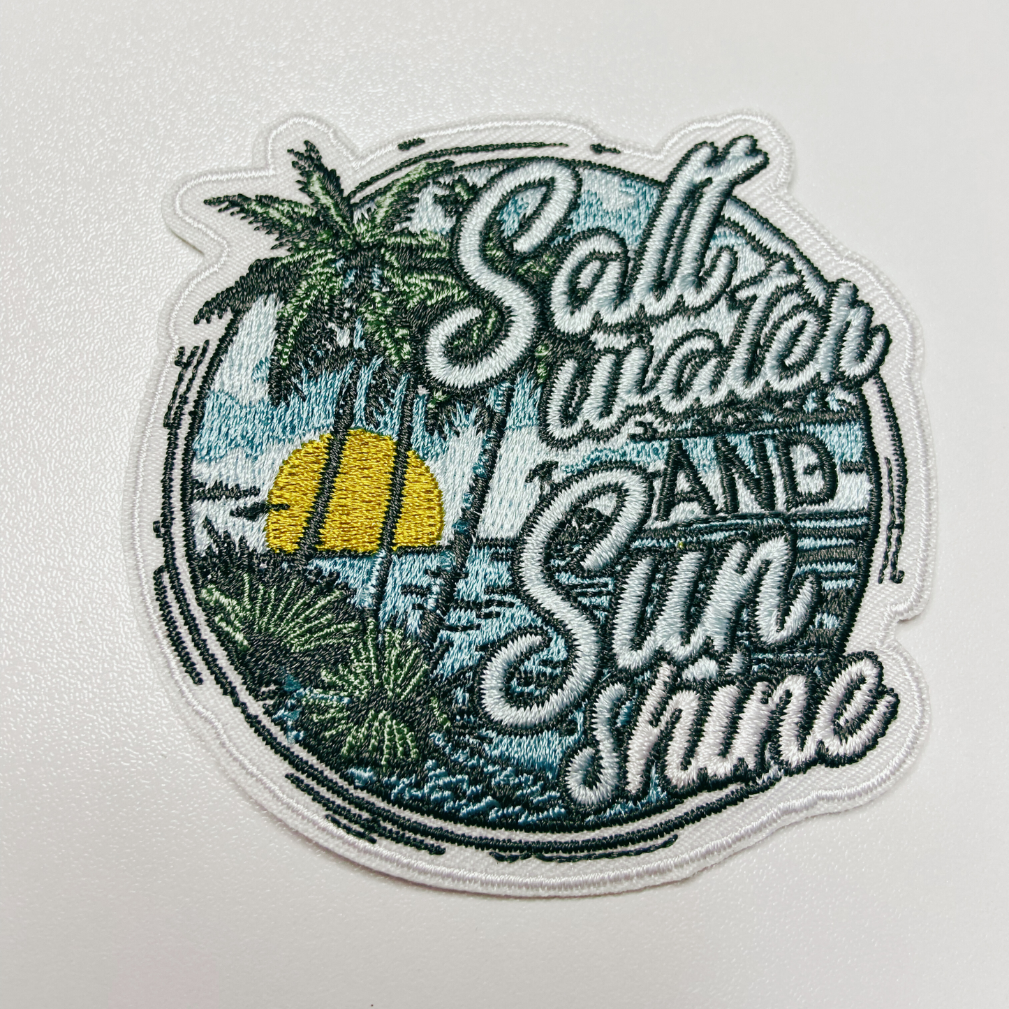 3" Salt Water and Sun Shine - Embroidered Hat Patch