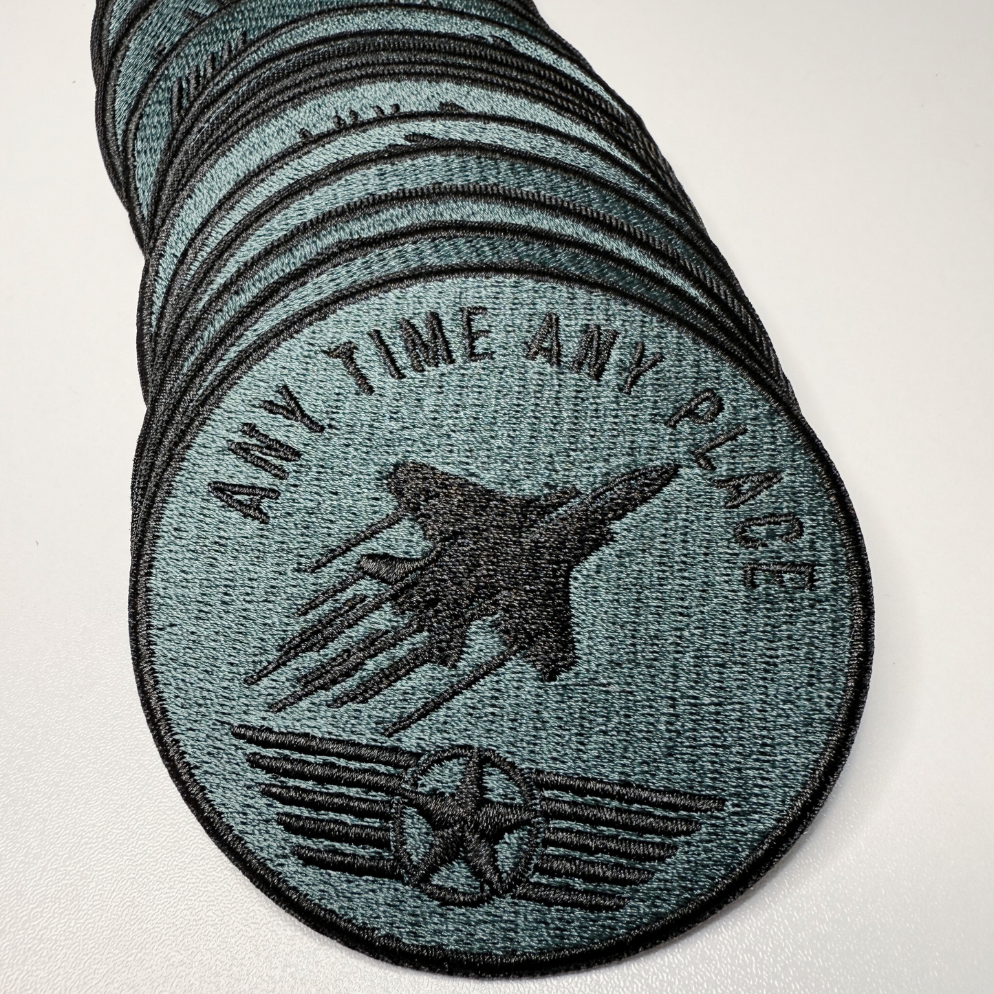 3" Any Time Any Place - Aviation - Embroidered Hat Patch