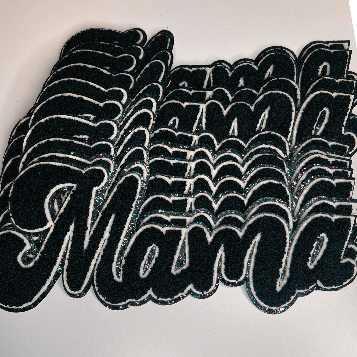 11" Chenille MAMA in Black - Chenille Patch