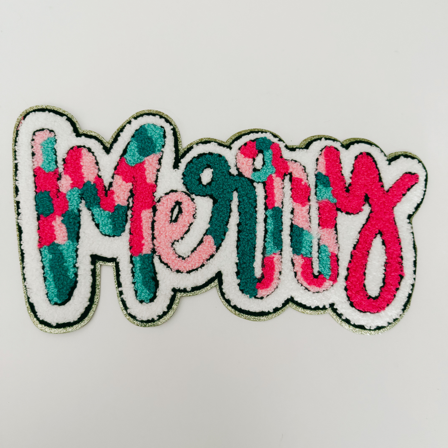 11" inch MERRY multicolored - Chenille Patch