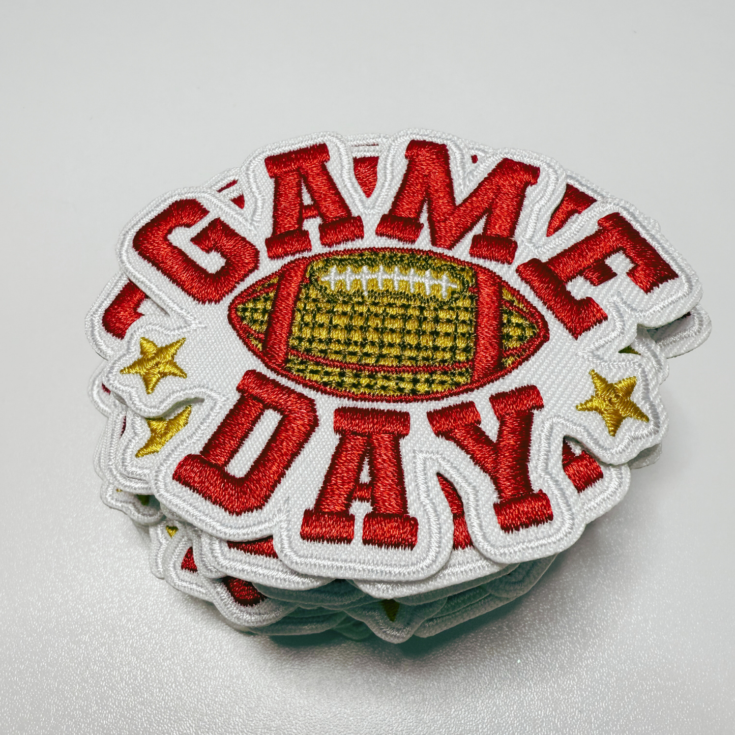 3" GAME DAY in RED football - Embroidered Hat Patch