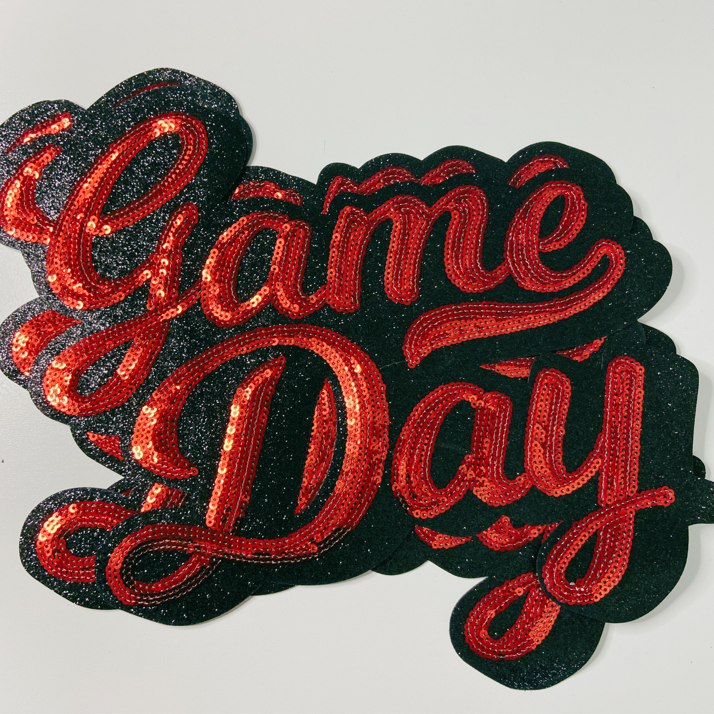 11” GAME DAY script in Red - SEQUIN Patch