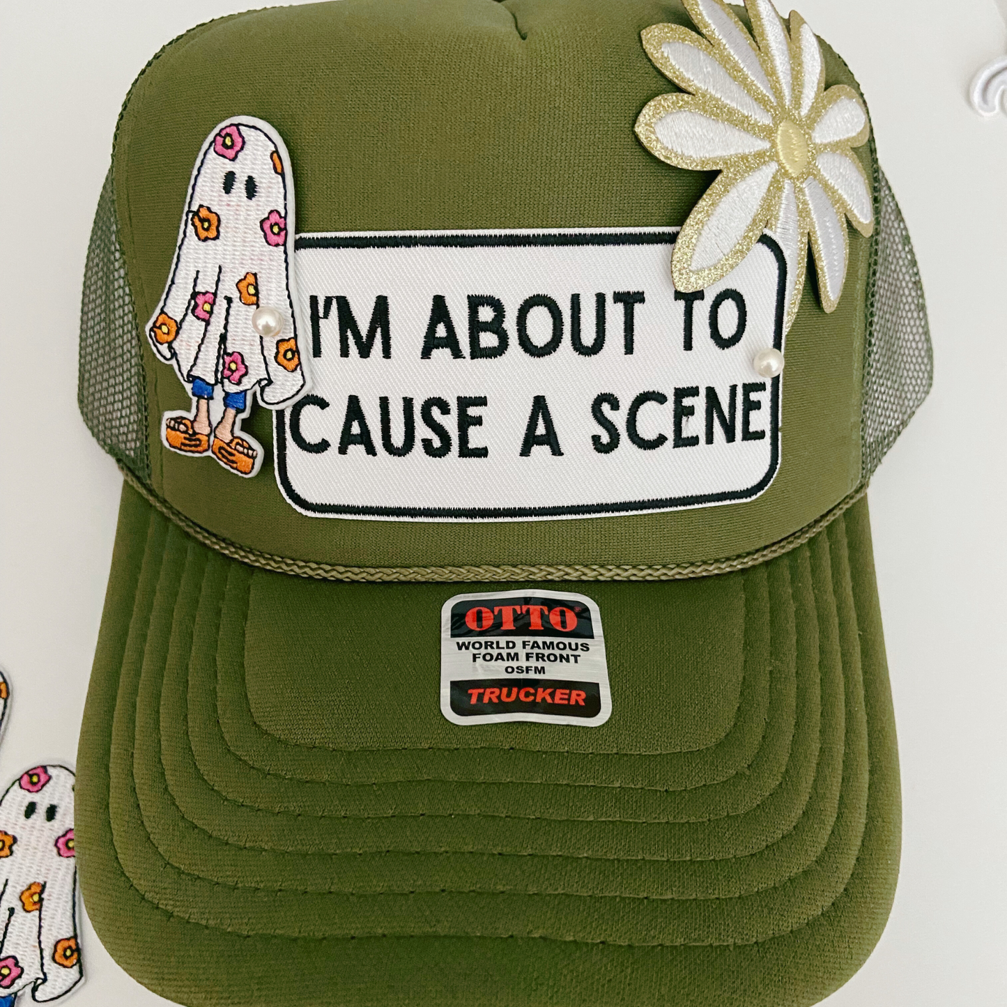 4" I'm About To Cause a Scene - White & Black - Embroidered Hat Patch