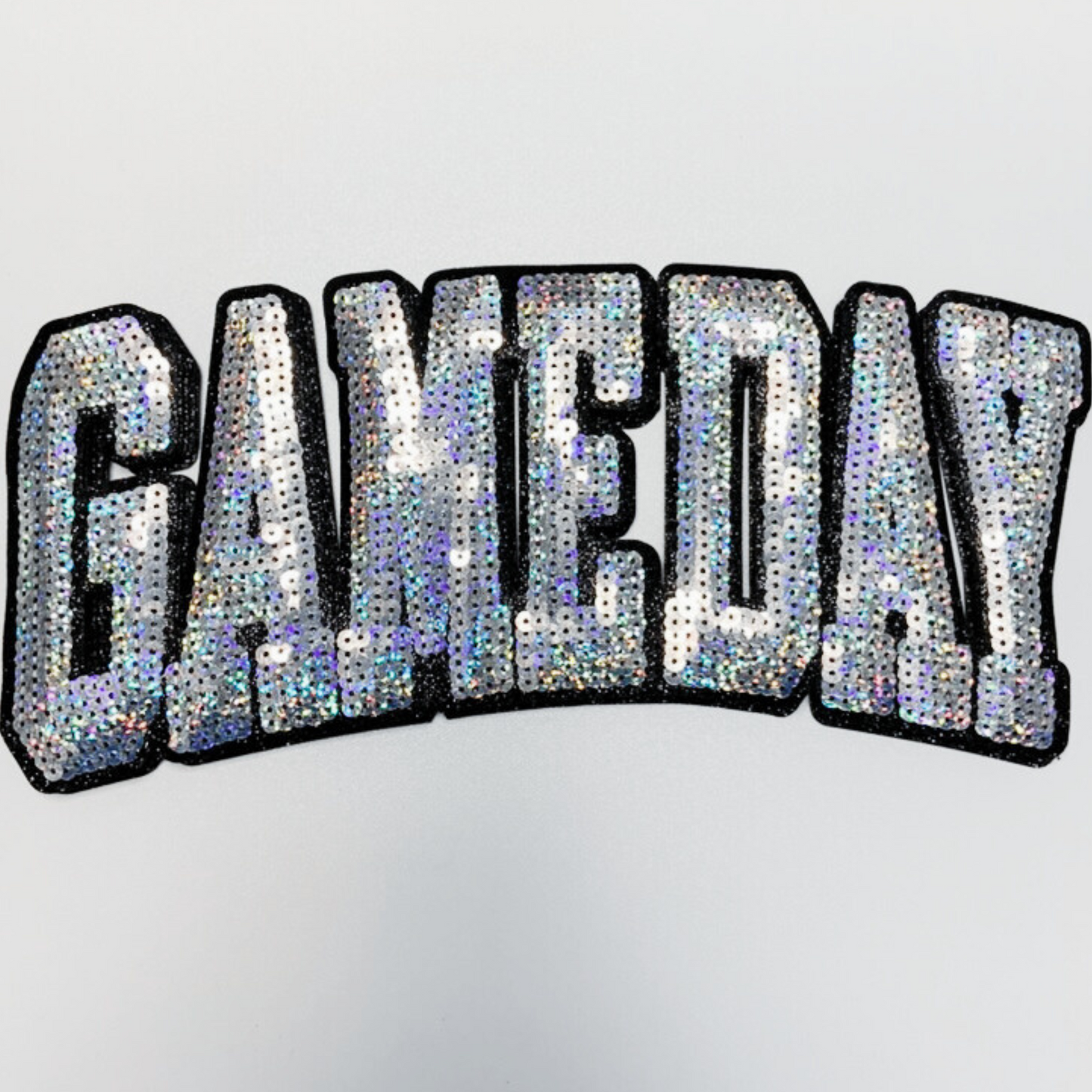 10.5” GAME DAY Iridescent - SEQUIN Patch w Black or White Backing