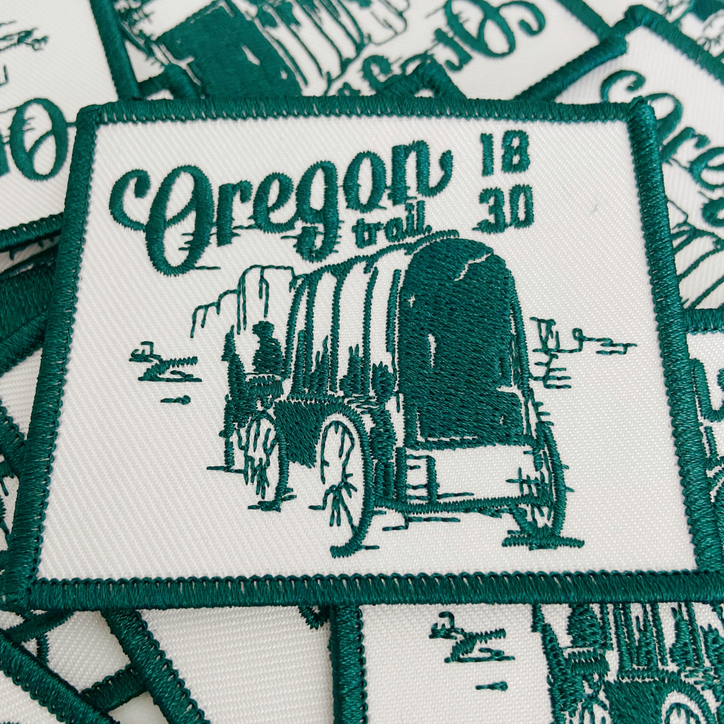 3" Oregon Trail in GREEN - Embroidered Hat Patch