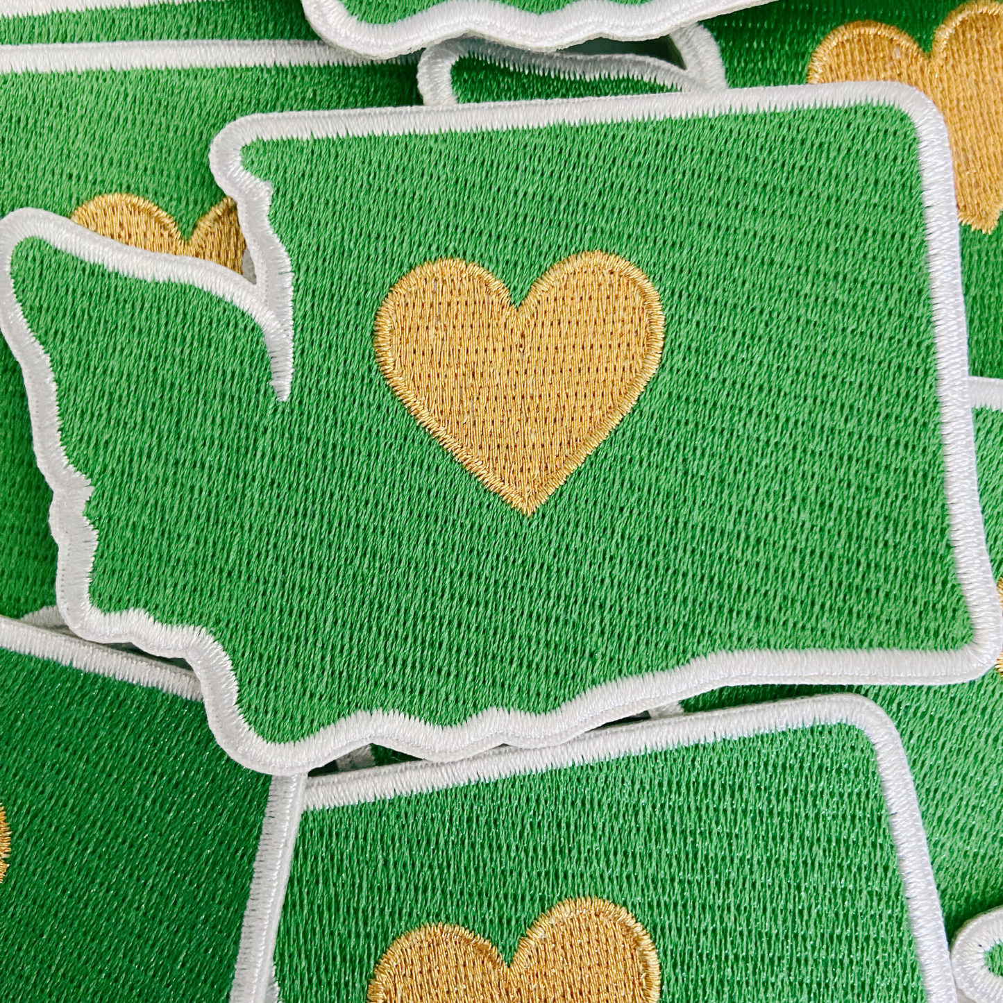 3" Washington state w Metallic Gold Heart - Embroidered Hat Patch