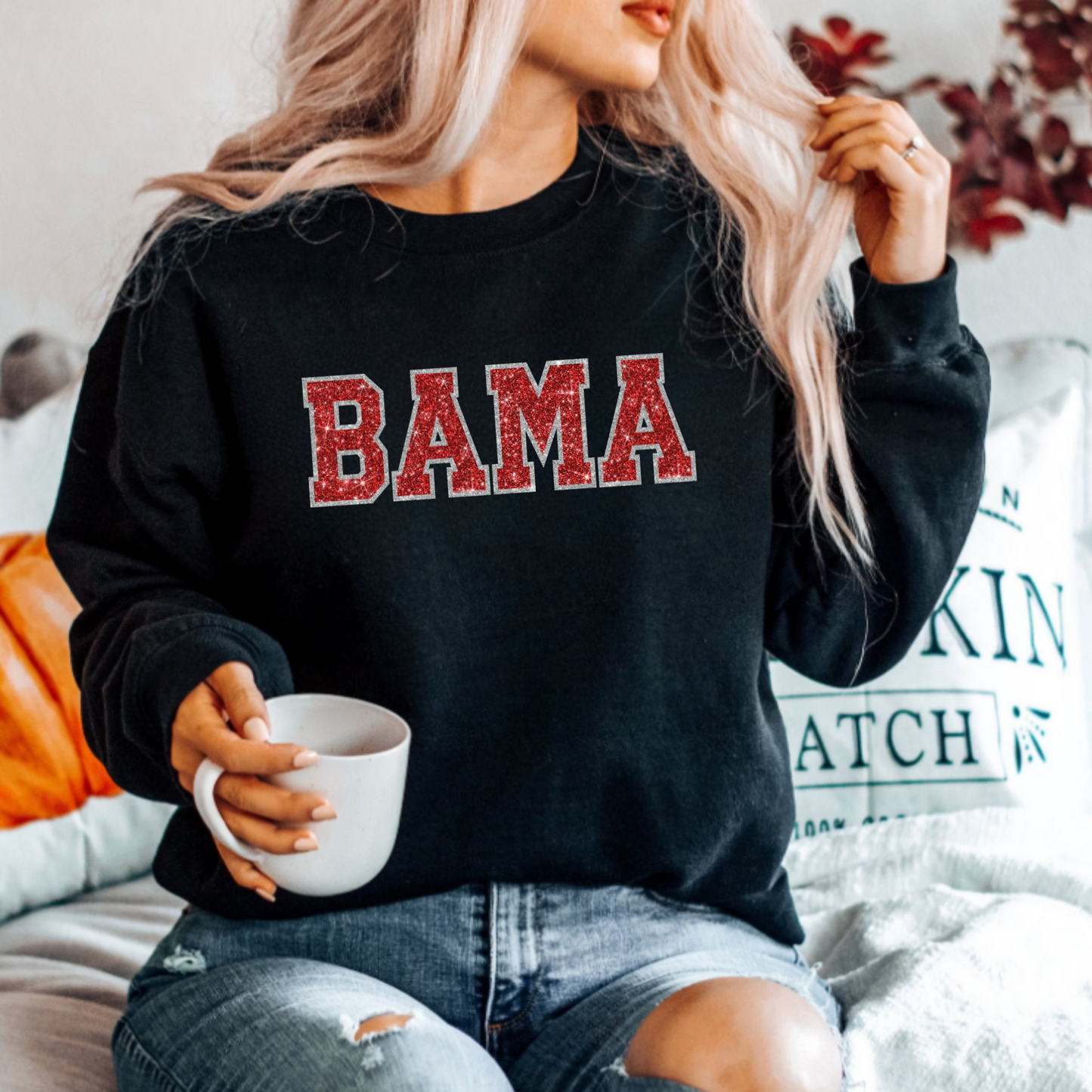 (shirt not Included) Faux Sequin BAMA- Clear Film Transfer