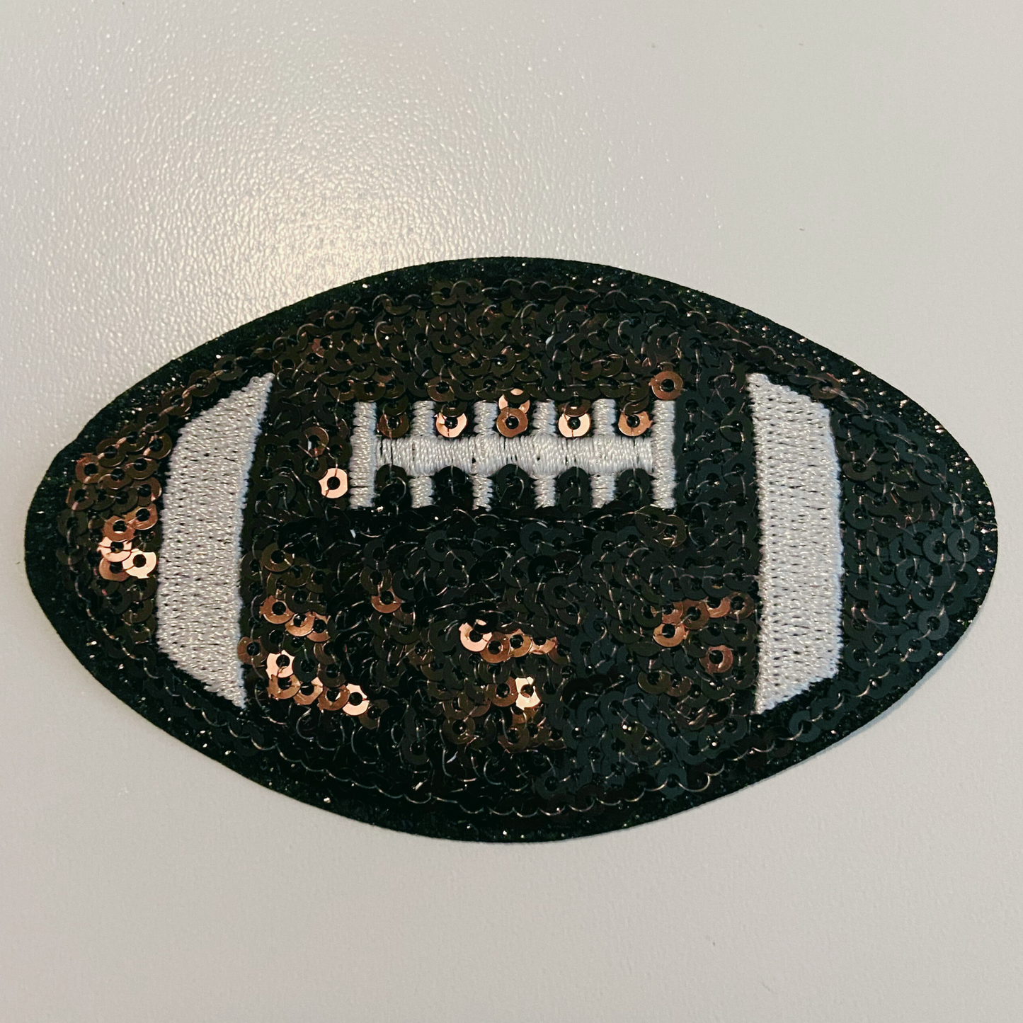 3.5" sequin FOOTBALL - Embroidered Hat Patch