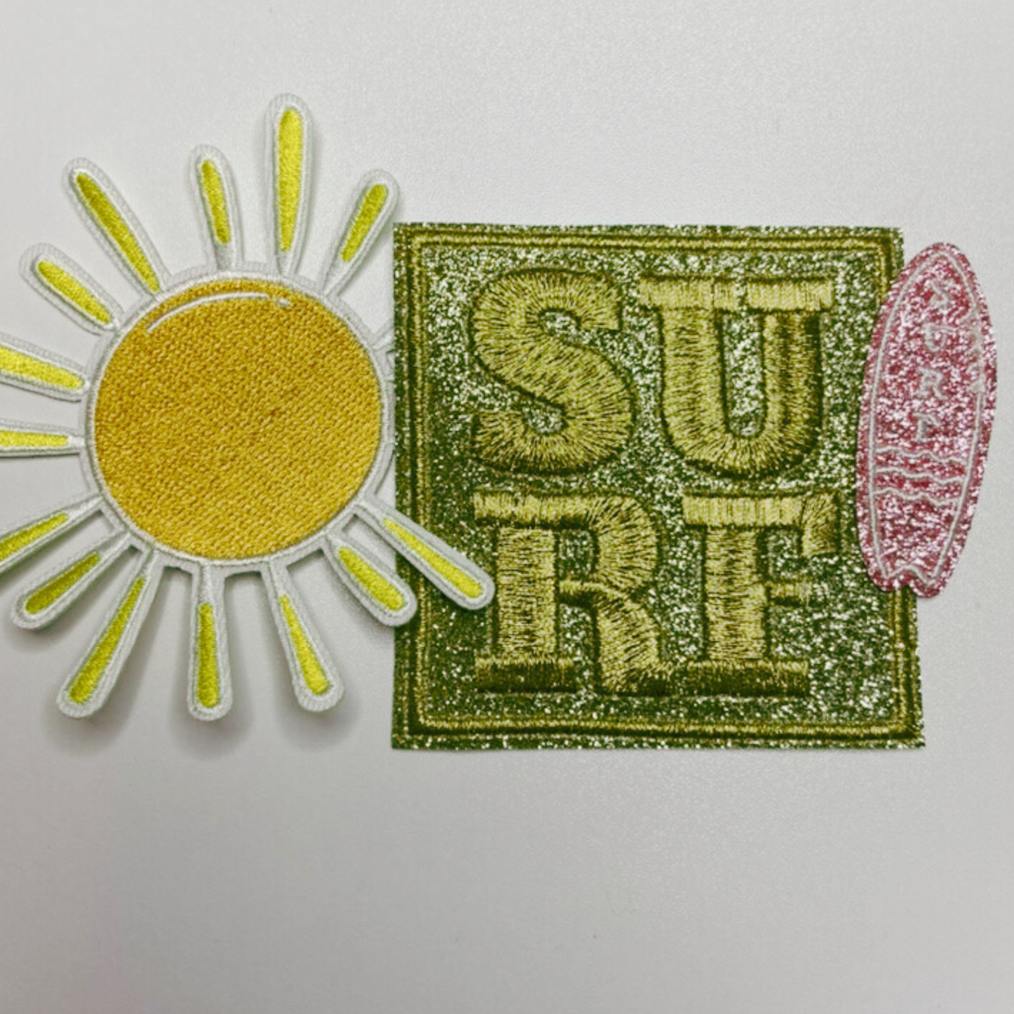 2" Small Glitter SURF board - Embroidered Hat Patch